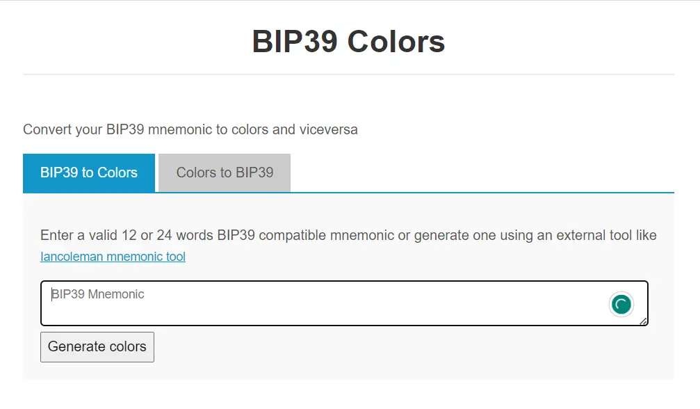 BIP39 Colors